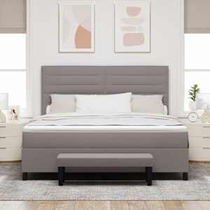Postel s boxspringem s čelo Taupe 180 x 200 cm textil - obrázek 3