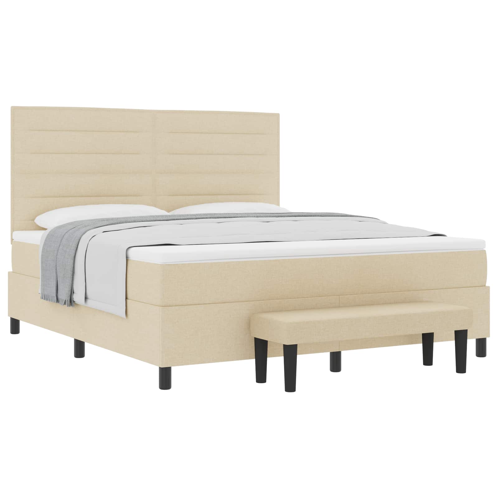 Thumbnail - vidaXL Boxspringbett mit Matratze Creme 180 x 200 cm Stoff