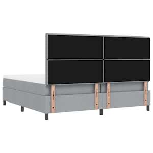 Postel s boxspringem s čelo Světle šedá 200 x 200 cm textil - obrázek 10