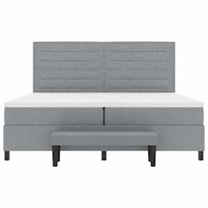 Postel s boxspringem s čelo Světle šedá 200 x 200 cm textil - obrázek 8
