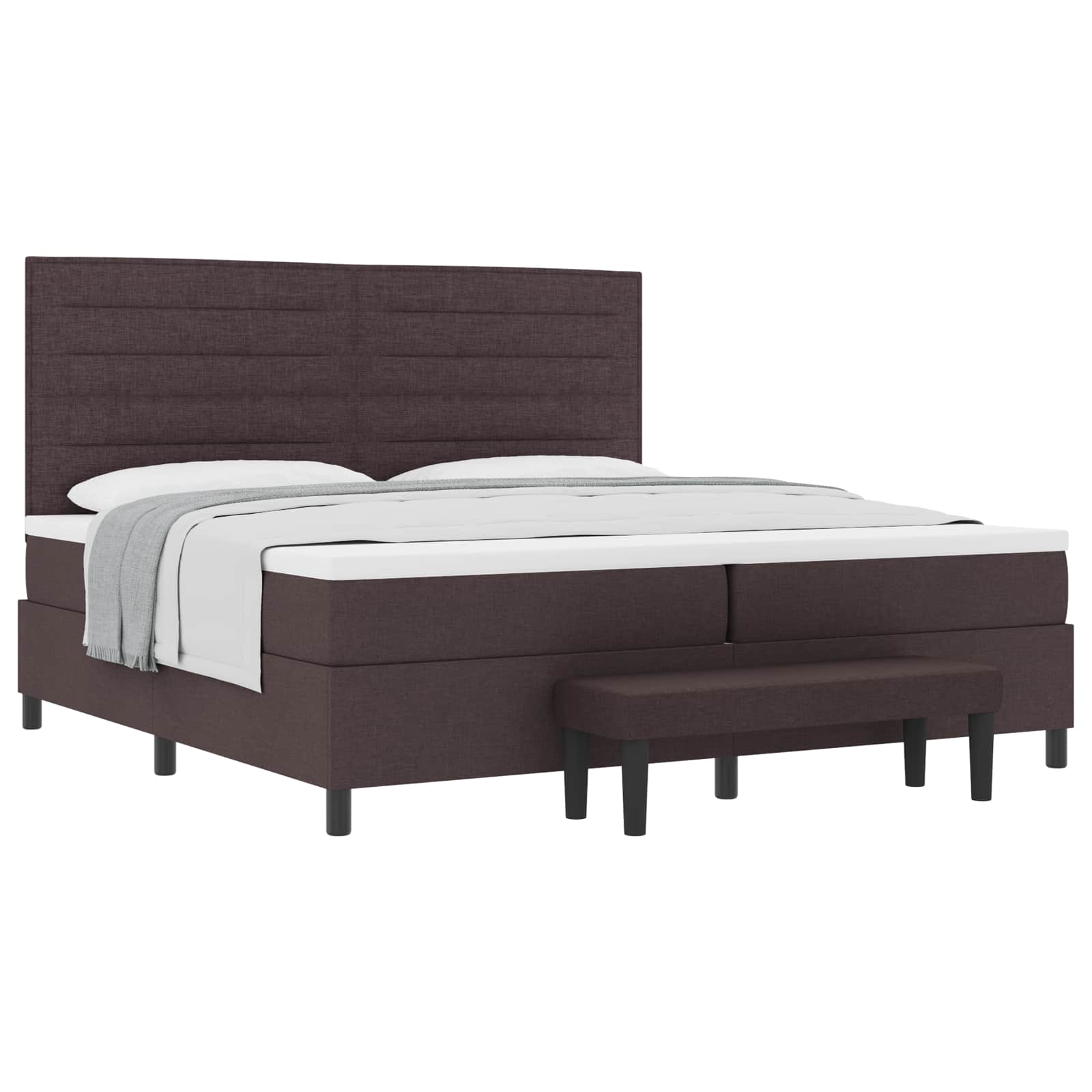 vidaXL Boxspringbed met matras Donkerbruin 200 x 200 cm Stof bruin, foto 3