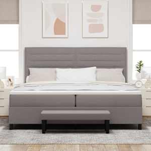 Postel s boxspringem s čelo Taupe 200 x 200 cm textil - obrázek 3