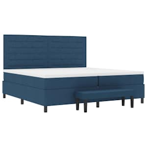 Postel s boxspringem s matrací s čelo Modrá 200 x 200 cm textil - obrázek 7