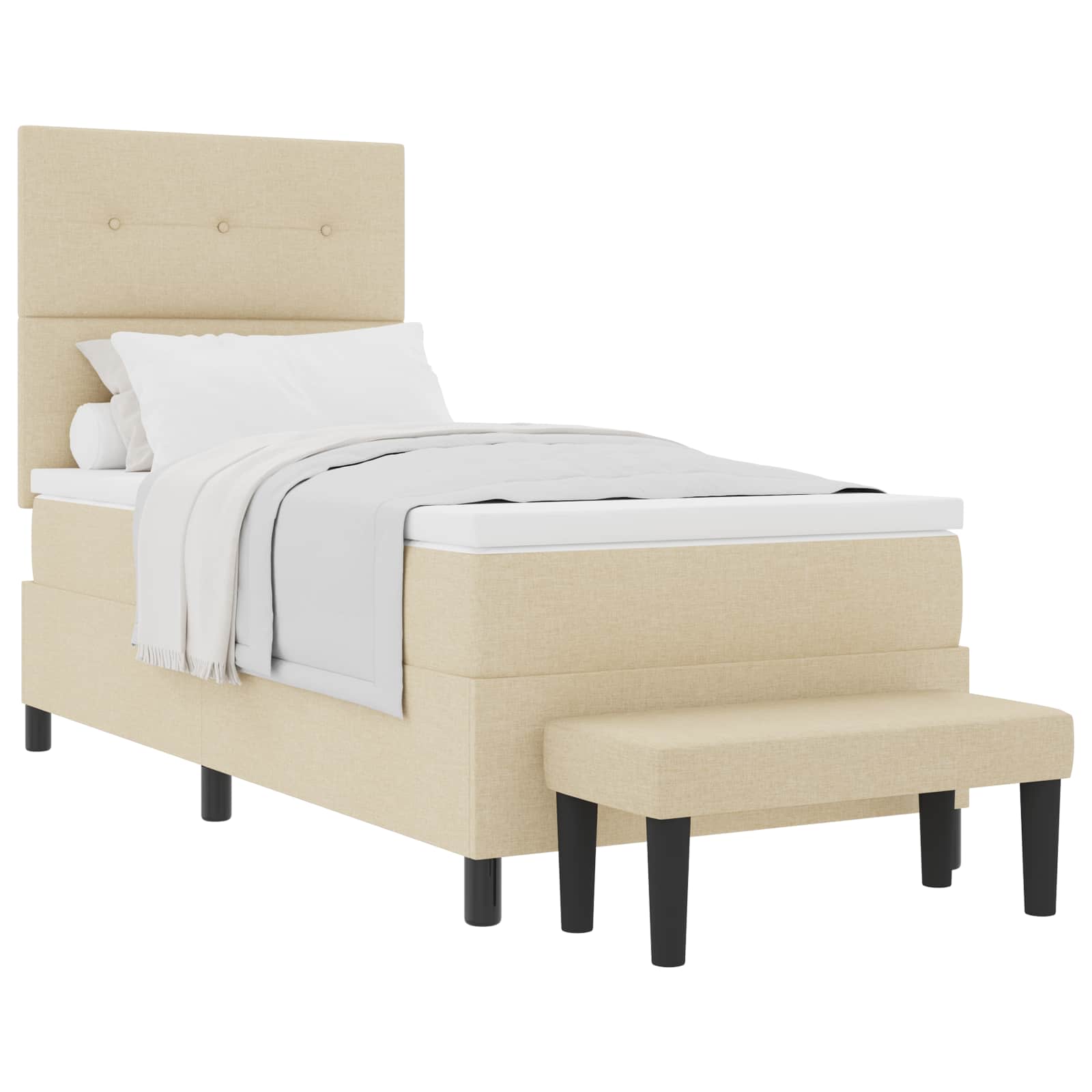 Thumbnail - vidaXL Boxspringbett mit Matratze mit Kopfteil Creme 90 x 190 cm Stoff