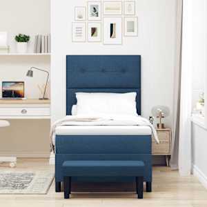 Postel s boxspringem s čelo Modrá 90 x 190 cm textil - obrázek 3