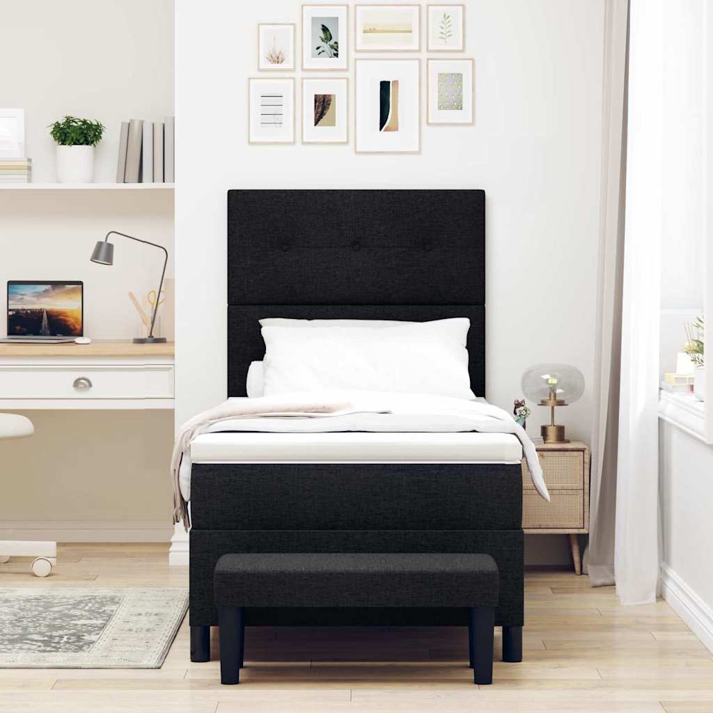 Postel s boxspringem s čelo Černá 90 x 200 cm textil 3344039