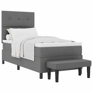 Postel s boxspringem s čelo Tmavě šedá 100 x 200 cm textil - obrázek 2