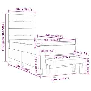 Postel s boxspringem s čelo Tmavě šedá 100 x 200 cm textil - obrázek 13