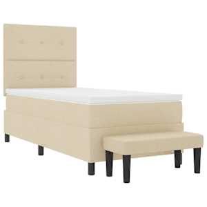 Postel s boxspringem s čelo Krémová 100 x 200 cm textil - obrázek 7