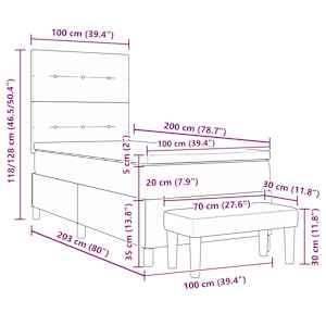 Postel s boxspringem s čelo Krémová 100 x 200 cm textil - obrázek 13