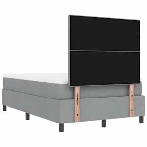 Postel s boxspringem s čelo Světle šedá 120 x 190 cm textil - obrázek 10