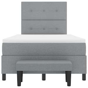 Postel s boxspringem s čelo Světle šedá 120 x 190 cm textil - obrázek 8