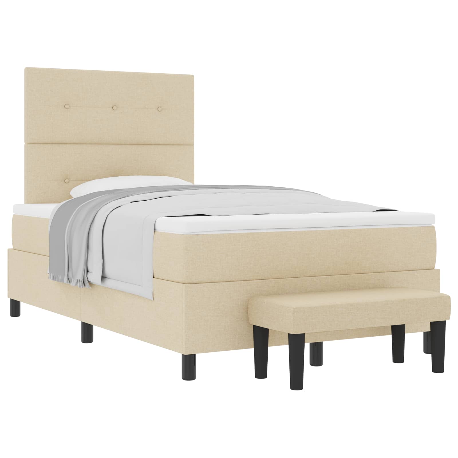Thumbnail - vidaXL Boxspringbett mit Kopfteil Creme 120 x 190 cm Stoff