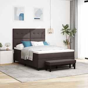 Postel s boxspringem s čelo Tmavě hnědá 140 x 190 cm textil - obrázek 1