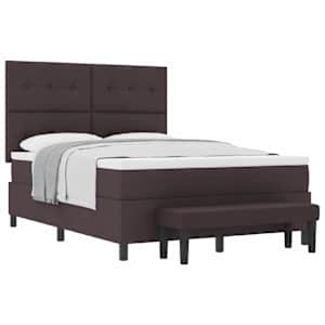 Postel s boxspringem s čelo Tmavě hnědá 140 x 190 cm textil - obrázek 2