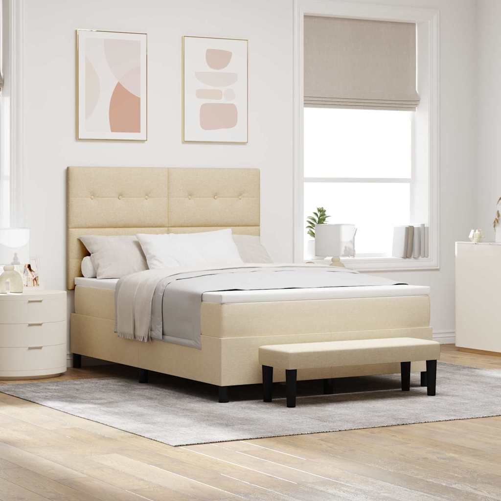 vidaXL Boxspringbett mit Kopfteil Creme 160 x 200 cm Stoff