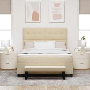 Postel s boxspringem s čelo Krémová 160 x 200 cm textil - obrázek 3