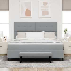 Postel s boxspringem s čelo Světle šedá 180 x 200 cm textil - obrázek 3