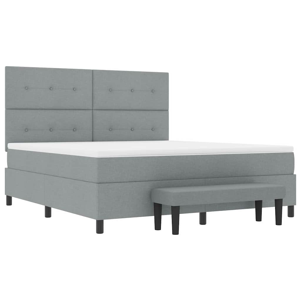 Postel s boxspringem s čelo Světle šedá 180 x 200 cm textil - obrázek 7