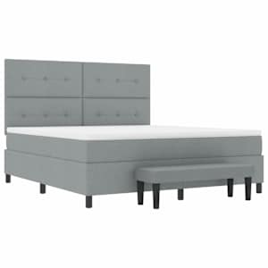 Postel s boxspringem s čelo Světle šedá 180 x 200 cm textil - obrázek 7