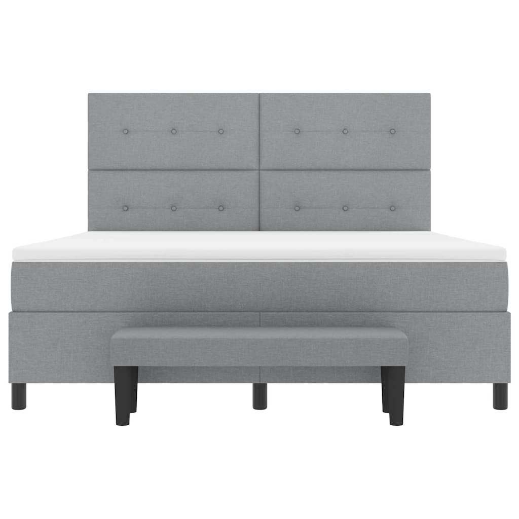 Postel s boxspringem s čelo Světle šedá 180 x 200 cm textil - obrázek 8