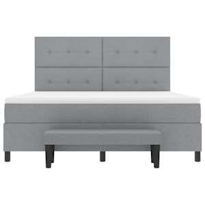 Postel s boxspringem s čelo Světle šedá 180 x 200 cm textil - obrázek 8