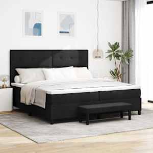 Postel s boxspringem s matrací s čelo Černá 200 x 200 cm textil - obrázek 1