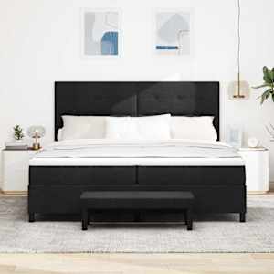 Postel s boxspringem s matrací s čelo Černá 200 x 200 cm textil - obrázek 3