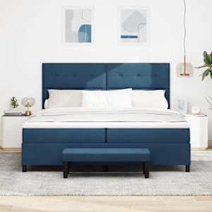 Postel s boxspringem s čelo Modrá 200 x 200 cm textil - obrázek 3