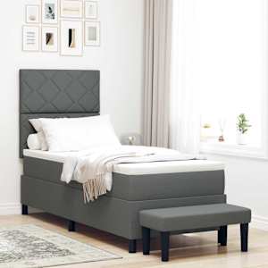Postel s boxspringem s čelo Tmavě šedá 80 x 200 cm textil - obrázek 1