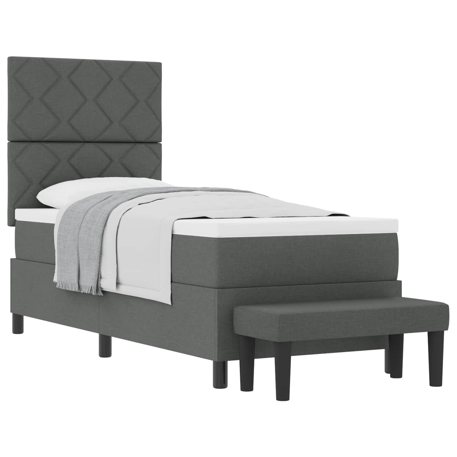vidaXL Boxspringbed met hoofdeinde Donkergrijs 80 x 200 cm Stof grijs, foto 3
