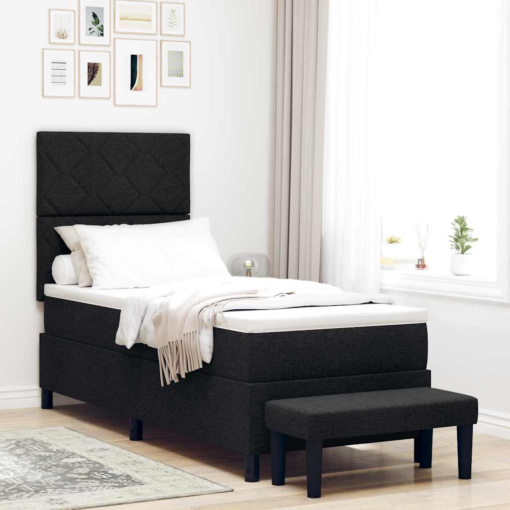 Box Spring Bed with Mattress & Bench Black 80x200 cm Fabric