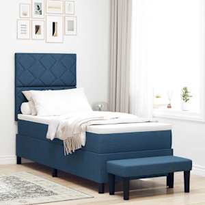 Postel s boxspringem s matrací s čelo Modrá 80 x 200 cm textil - obrázek 1