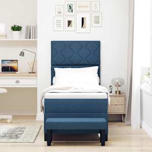 Postel s boxspringem s matrací s čelo Modrá 80 x 200 cm textil - obrázek 3