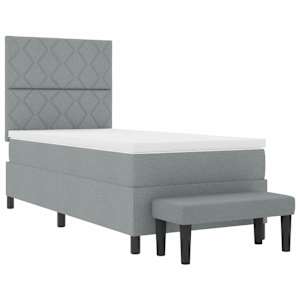 Postel s boxspringem s čelo Světle šedá 90 x 190 cm textil - obrázek 7
