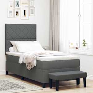 Postel s boxspringem s čelo Tmavě šedá 90 x 190 cm textil - obrázek 1