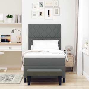 Postel s boxspringem s čelo Tmavě šedá 90 x 190 cm textil - obrázek 3