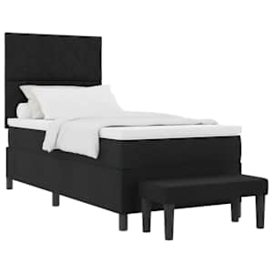 Postel s boxspringem s čelo Černá 90 x 190 cm textil - obrázek 2