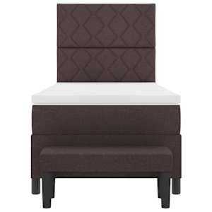 Postel s boxspringem s polštářem Tmavě hnědá 90 x 190 cm textil - obrázek 8