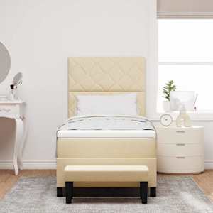 Postel s boxspringem s čelo Krémová 90 x 190 cm textil - obrázek 3