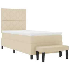 Postel s boxspringem s čelo Krémová 90 x 190 cm textil - obrázek 7