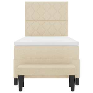 Postel s boxspringem s čelo Krémová 90 x 190 cm textil - obrázek 8