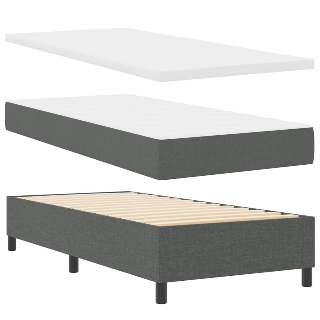 Thumbnail - vidaXL Boxspringbett mit Matratze & Bank Dunkelgrau 90x200 cm Stoff
