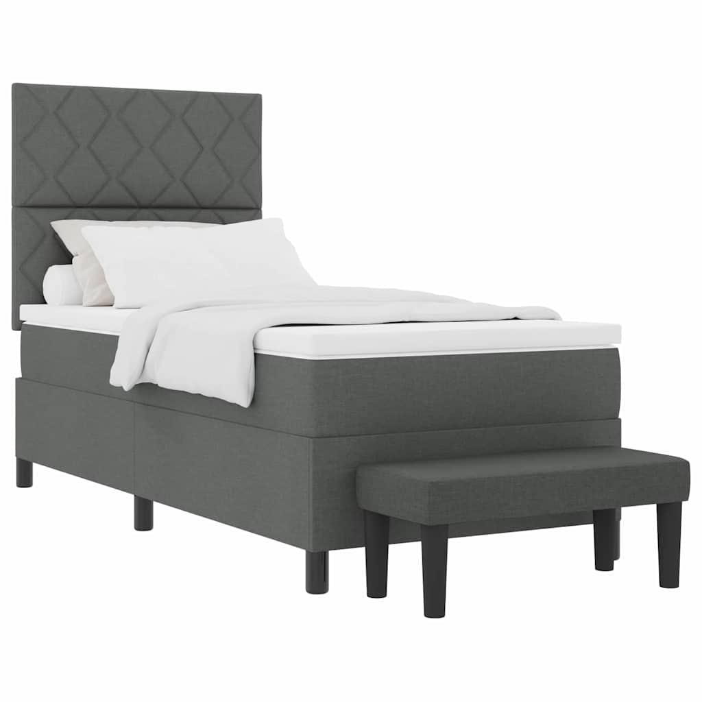 Thumbnail - vidaXL Boxspringbett mit Matratze & Bank Dunkelgrau 90x200 cm Stoff