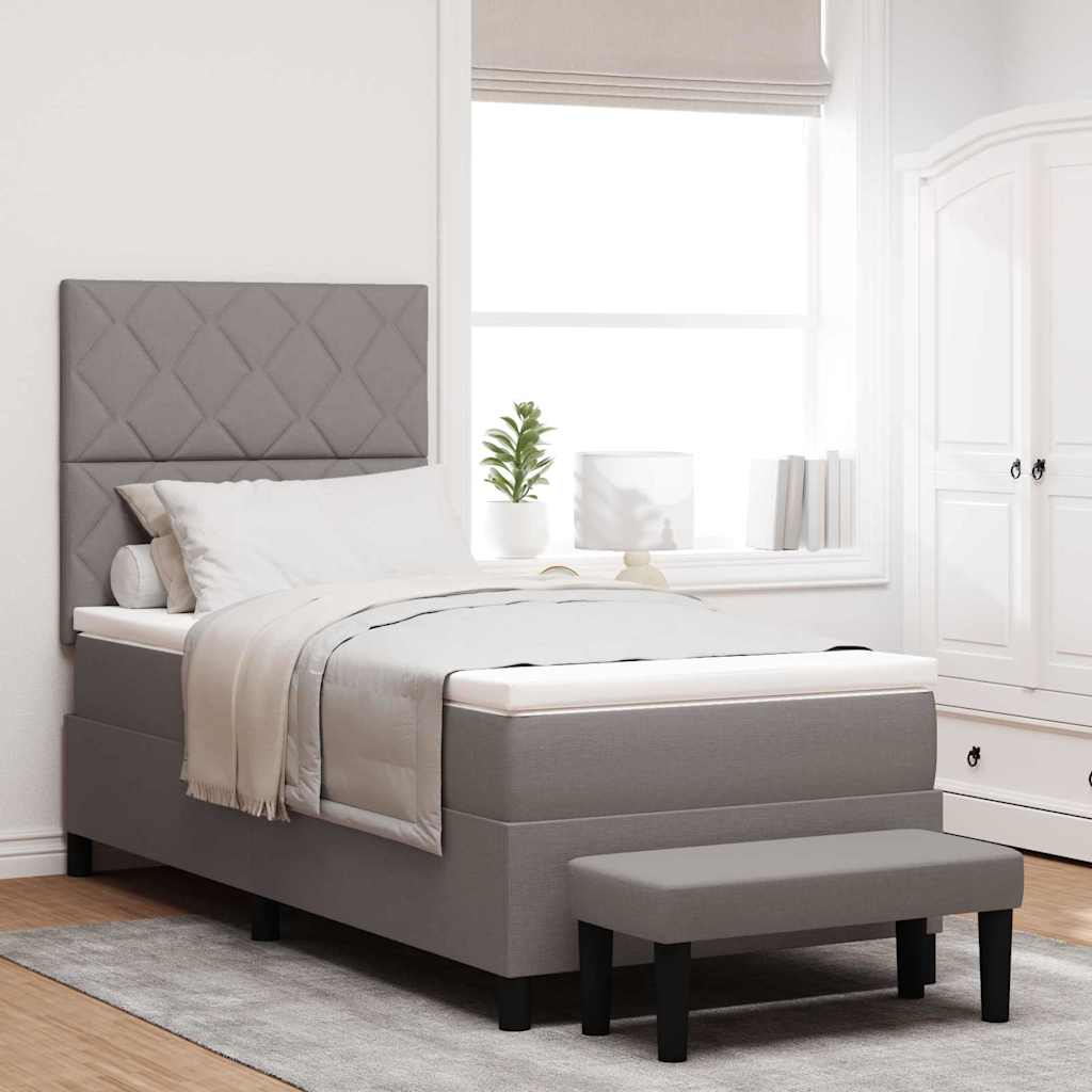 vidaXL Boxspringbett mit Matratze mit Kopfteil Taupe 90 x 200 cm Stoff