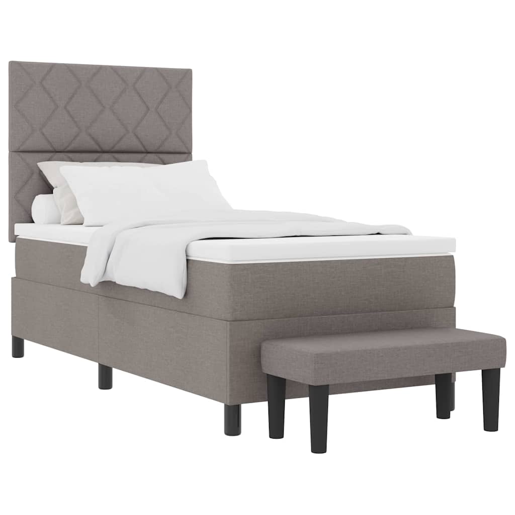 Thumbnail - vidaXL Boxspringbett mit Matratze mit Kopfteil Taupe 90 x 200 cm Stoff