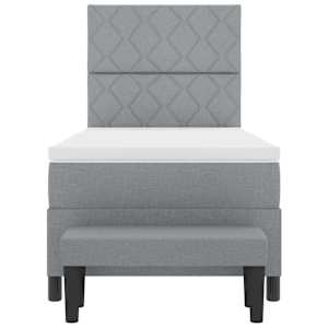 Postel s boxspringem s čelo Světle šedá 100 x 200 cm textil - obrázek 8