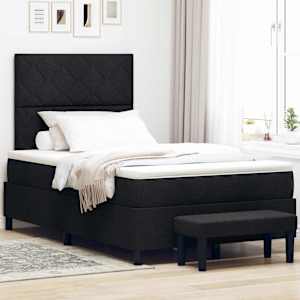 Postel s boxspringem s čelo Černá 120 x 190 cm textil - obrázek 1