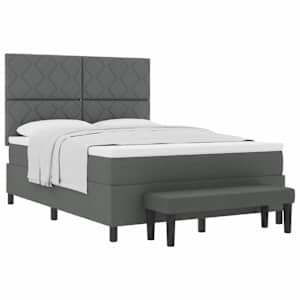 Postel s boxspringem s čelo Tmavě šedá 140 x 190 cm textil - obrázek 2