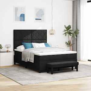 Postel s boxspringem s čelo Černá 140 x 190 cm textil - obrázek 1